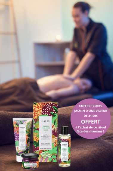 Soin bien-être Offre Fête des Mamans : Formule Rituel Gommage corps + Massage 45 min + Soin visage 50 min + Un coffret corps Jardin Pallanca Offert